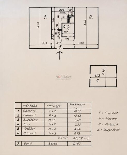 Ceaikovski, Floreasca, 2 camere, 48 mp, centrala, decomandat.